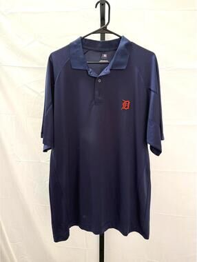 MLB Detroit Tigers Men's Navy Blue Polo Shirt Large